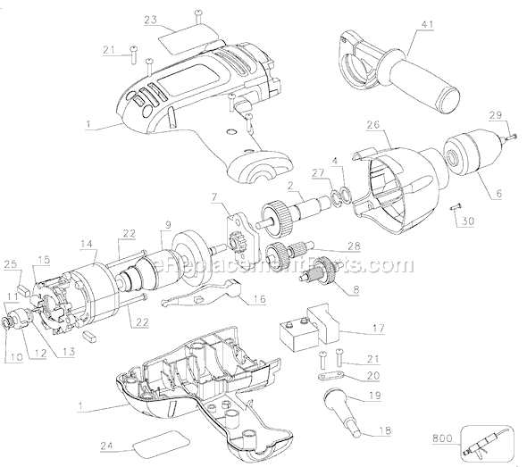 Page A Diagram and Parts List for TV380 Type 2 Black and Decker Electric Drill
